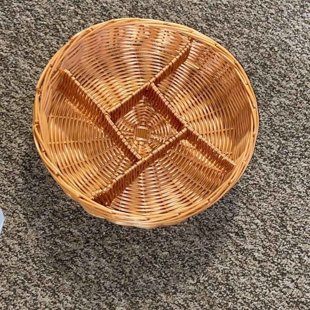 VTG,Rustic Tan Wicker Bin Rattan Organizer Basket Home Decor
